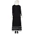 A-line casual abaya- Black with White strips